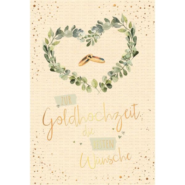 Goldhochzeit 50. Hochzeitstag Karte mit Umschlag folienfrei unverpackt Greenline