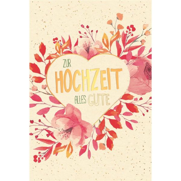 Hochzeit Karte mit Umschlag folienfrei unverpackt Greenline Herz