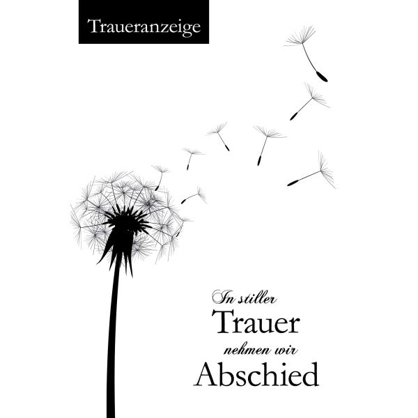Trauer Beileid Kondolenz 5 Traueranzeigen mit 5 Umschlägen Pusteblume