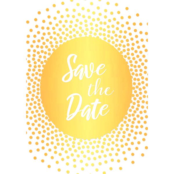Einladungen 5 Einladungen im Format 10,5 x 15 cm mit 5 Umschlägen Save the date Schriftkarte, bedruckter Einleger mit Goldfolie