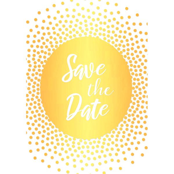 Einladungen 5 Einladungen im Format 10,5 x 15 cm mit 5 Umschlägen Save the date Schriftkarte, bedruckter Einleger mit Goldfolie