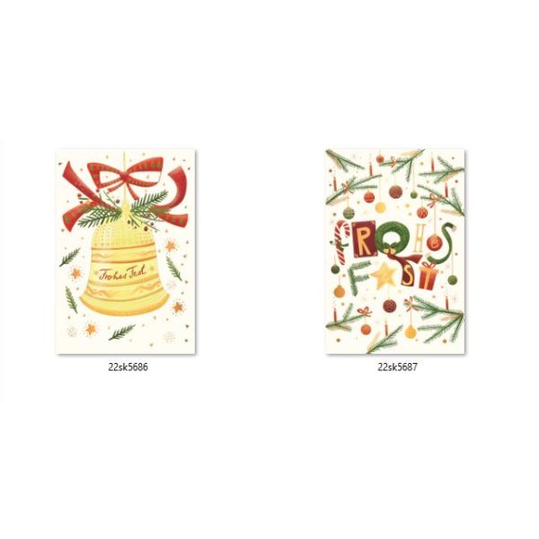 Weihnachten Beutel mit 6 Grußkarten Bundle, 2 Motive 11,5 x 17 cm, 2 versc