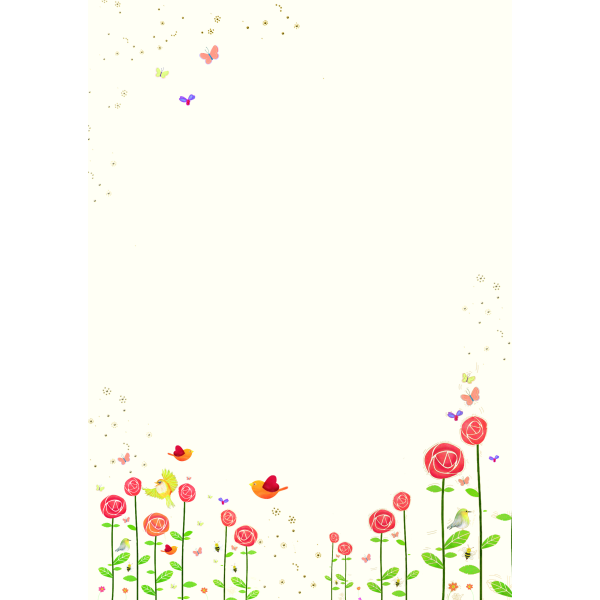 Briefpapier Blumen und Vögel 1 x Einleger, 10 x Briefpapier, 10 x Umschläge