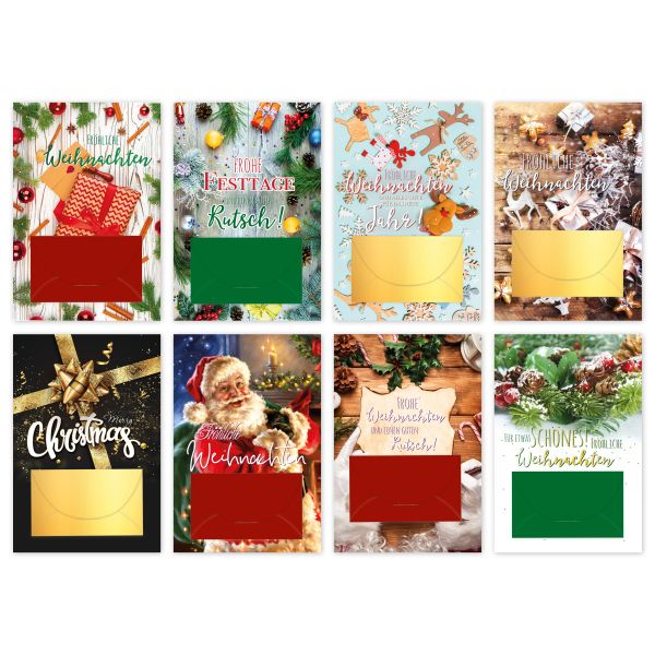 80-er Set Geldkarten Weihnachten Format 11x16,5cm mit Umschlag UVP: € 156,00 UVP pro Karte € 1,95