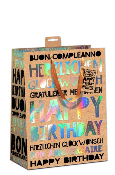 Geburtstag - Geschenktasche – Groß - 26 x 32 x 12 cm - Schrift - mit Baumwollband, Namenskarte - Skorpion
