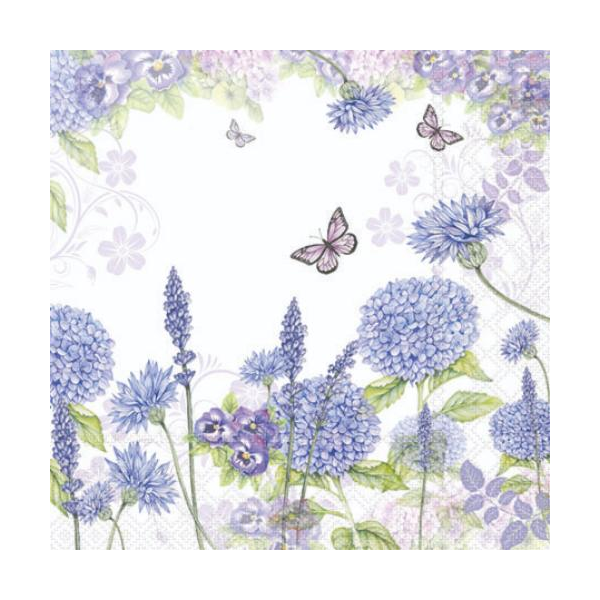 A Cocktail Servietten 25 x 25 cm 3-lagig 20 Servietten Purple Wildflowers FSC Mix lila Wildblumen