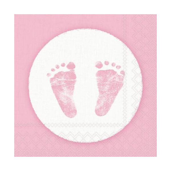 A Cocktail Servietten 25 x 25 cm 3-lagig 20 Servietten Geburt Baby Steps Girl FSC Mix Baby Schritte Mädchen