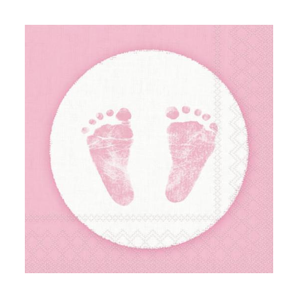 A Cocktail Servietten 25 x 25 cm 3-lagig 20 Servietten Geburt Baby Steps Girl FSC Mix Baby Schritte Mädchen