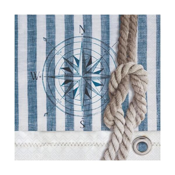 Cocktail Servietten 25 x 25 cm 3-lagig 20 Servietten Compass And Rope FSC Mix Kompass und Seil