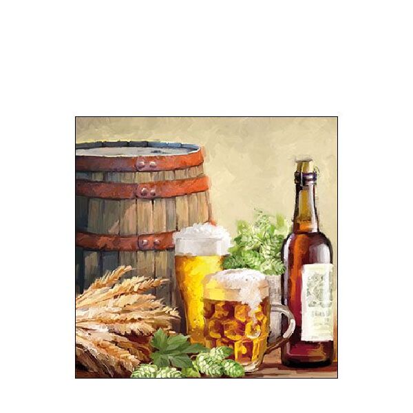 Cocktail Servietten 25 x 25 cm 3-lagig 20 Servietten Beer And Hops Bier und Hopfen