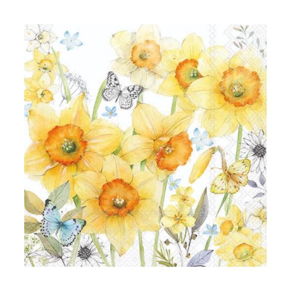 Cocktail Servietten 25 x 25 cm 3-lagig 20 Servietten Classic Daffodils FSC Mix klassische Narzissen