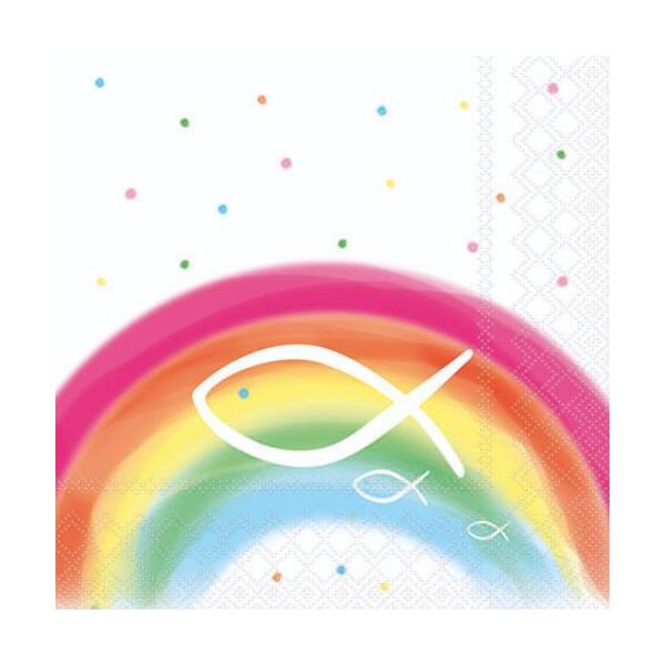 Cocktail Servietten 25 x 25 cm 3-lagig 20 Servietten Rainbow White FSC Mix Regenbogen weiss