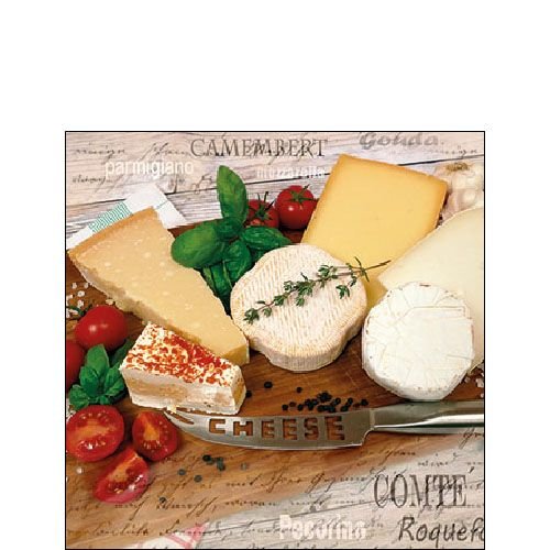 Cocktail Servietten 25 x 25 cm – 3-lagig – 20 Servietten pro Packung - Palette of Cheeses FSC Mix – Käsepalette