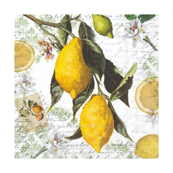 Cocktail Servietten 25 x 25 cm 3-lagig 20 Servietten Lemon FSC Mix Zitrone