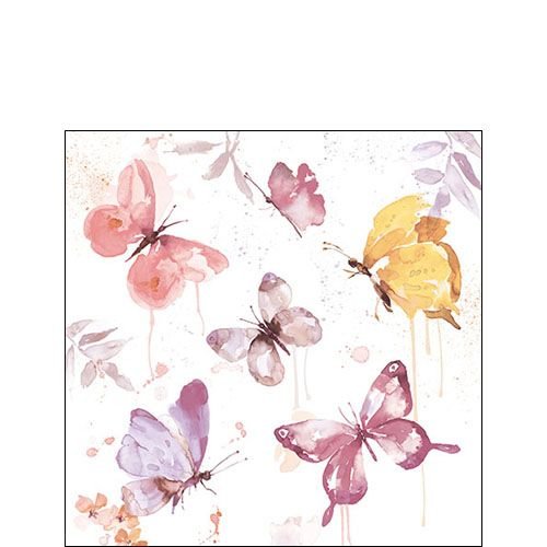 Cocktail Servietten 25 x 25 cm – 3-lagig – 20 Servietten pro Packung - Butterfly Collection Rose FSC Mix – Schmetterling Sammlung rose