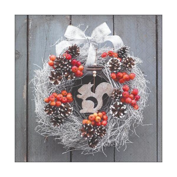 Cocktail Servietten 25 x 25 cm 3-lagig 20 Servietten Squirrel In Wreath Eichhörnchen