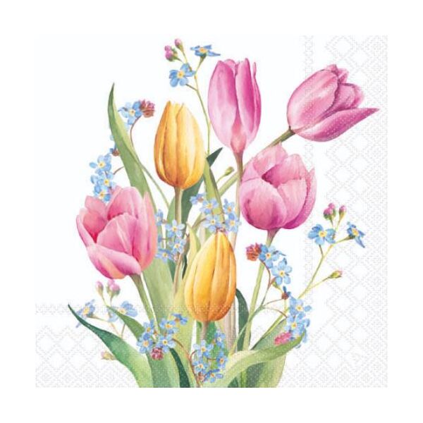 Cocktail Servietten 25 x 25 cm 3-lagig 20 Servietten Tulips Bouquet FSC Mix Tulpenstrauß