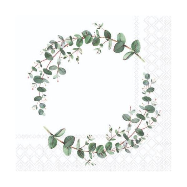 Cocktail Servietten 25 x 25 cm 3-lagig 20 Servietten Eucalyptus Branch White FSC Mix Eukalyptus Ast weiss