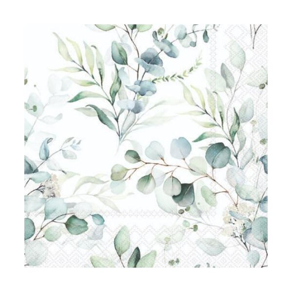 Cocktail Servietten 25 x 25 cm 3-lagig 20 Servietten Eucalyptus All Over Eukalyptus Olive
