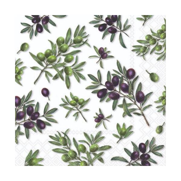 Cocktail Servietten 25 x 25 cm 3-lagig 20 Servietten Olives All Over FSC Mix Oliven überall