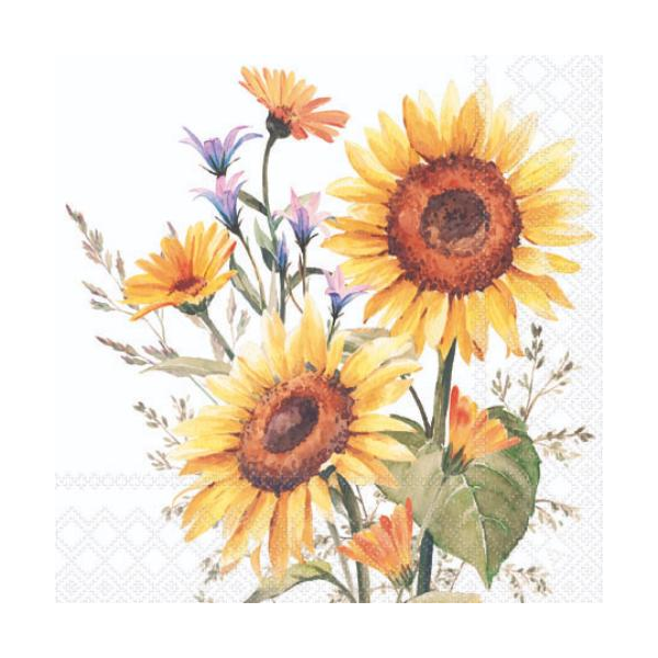Cocktail Servietten 25 x 25 cm 3-lagig 20 Servietten Sunflowers Sonnenblumen