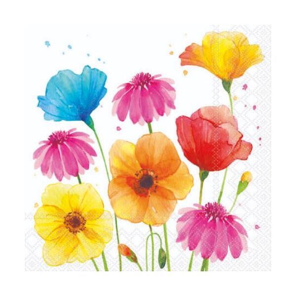 A Cocktail Servietten 25 x 25 cm 3-lagig 20 Servietten Colourful Summer Flowers FSC Mix bunte Sommerblumen