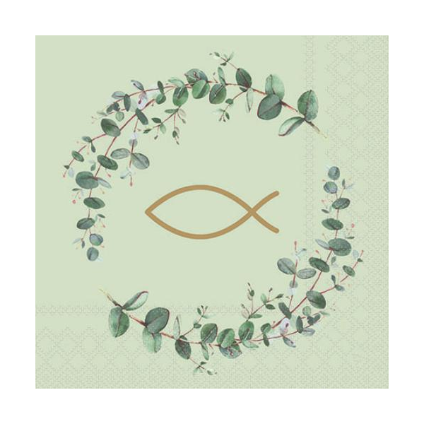 Cocktail Servietten 25 x 25 cm 3-lagig 20 Servietten Kommunion Communion Branches Green FSC Mix Kommunion Äste grün