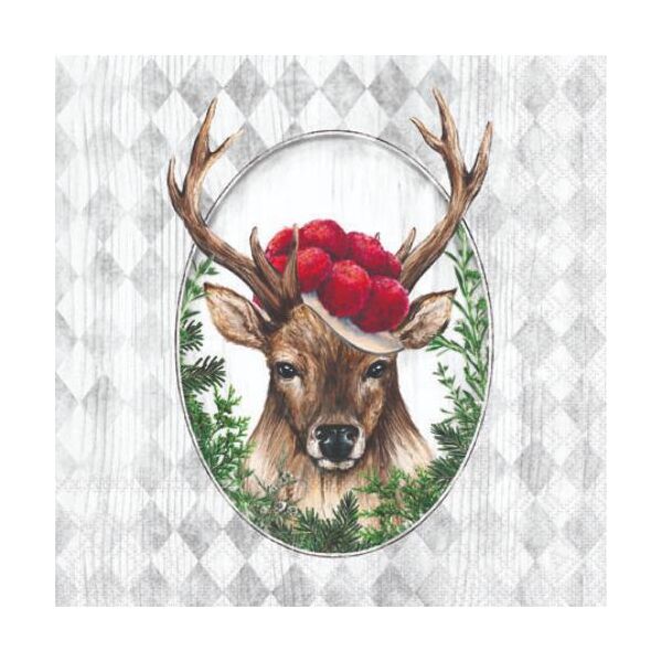 Cocktail Servietten 25 x 25 cm 3-lagig 20 Servietten Deer In Frame Reh im Rahmen