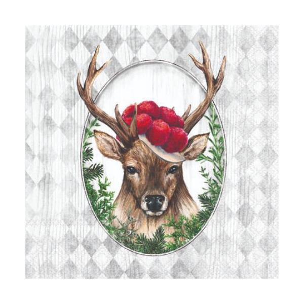 Cocktail Servietten 25 x 25 cm 3-lagig 20 Servietten Deer In Frame Reh im Rahmen