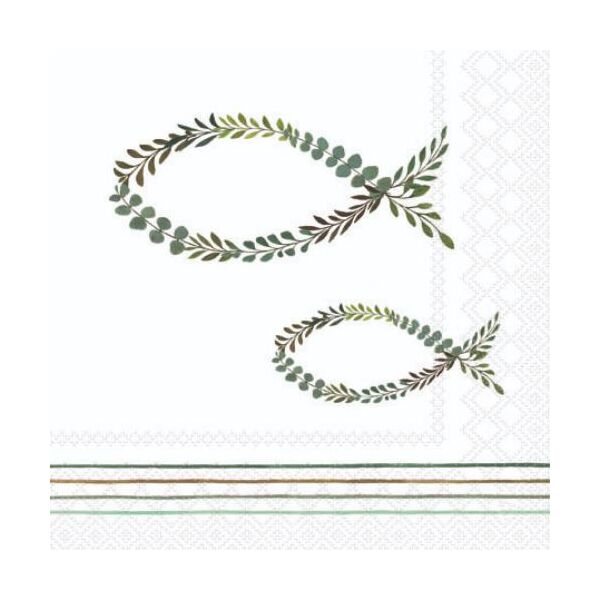 Cocktail Servietten 25 x 25 cm 3-lagig 20 Servietten Kommunion Communion Fish FSC Mix Kommunion Fisch