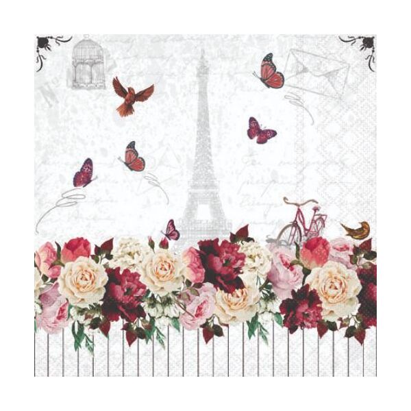 A Cocktail Servietten 25 x 25 cm 3-lagig 20 Servietten Romantic Paris romantisches Paris