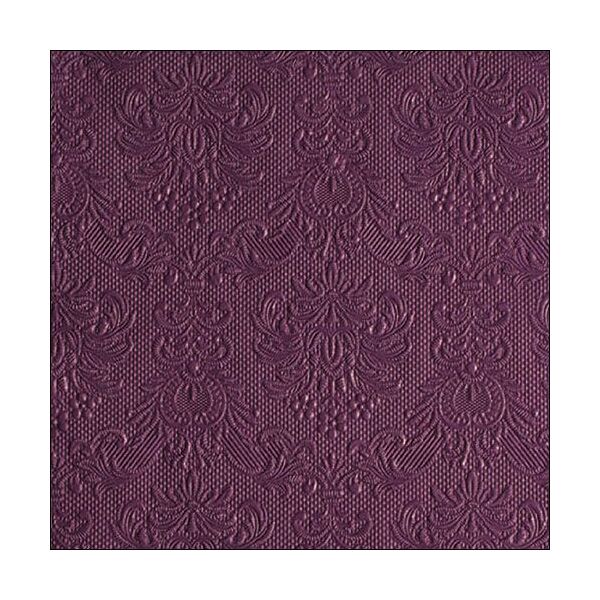 Servietten Lunch Napkin Lunch Format: 33 x 33 cm 3-lagig mit Prägung 15 Servietten Elegance Aubergine lila mit Prägung