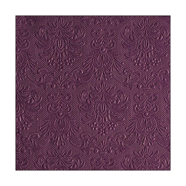 Servietten Lunch Napkin Lunch Format: 33 x 33 cm 3-lagig mit Prägung 15 Servietten Elegance Aubergine lila mit Prägung