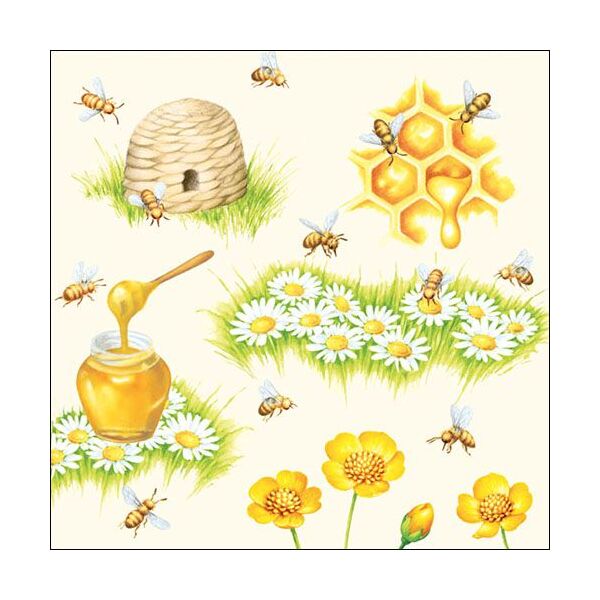 Servietten Lunch Napkin Lunch Format: 33 x 33 cm 3-lagig 20 Servietten Bees Bienen Honig Bienennest