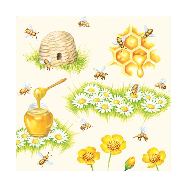 Servietten Lunch Napkin Lunch Format: 33 x 33 cm 3-lagig 20 Servietten Bees Bienen Honig Bienennest