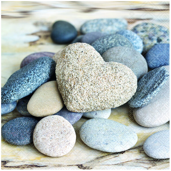 Servietten Lunch Pebbles Herzstein auf Steinen