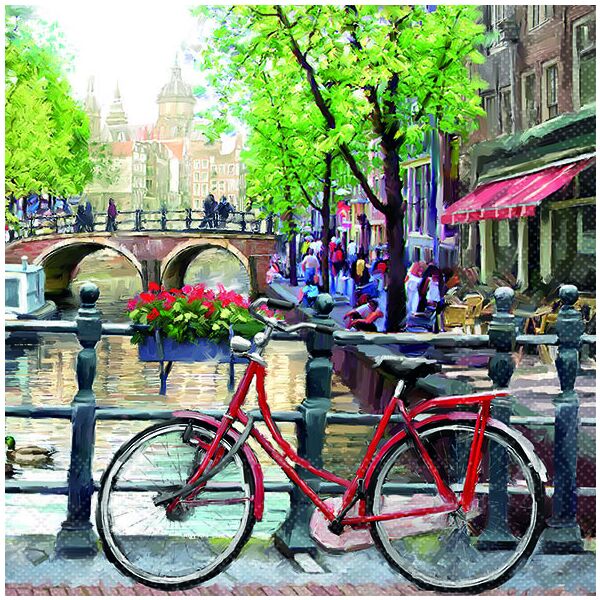 A Servietten Lunch Amsterdam Canal Fahrrad 33x33cm 20 Servietten