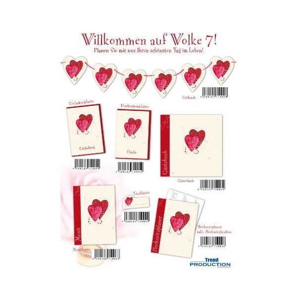 Hochzeitssortiment Set mit Einladungen Danksagungen Tischkarten Girlanden Gästebuch Menükarte UVP: € 123,85