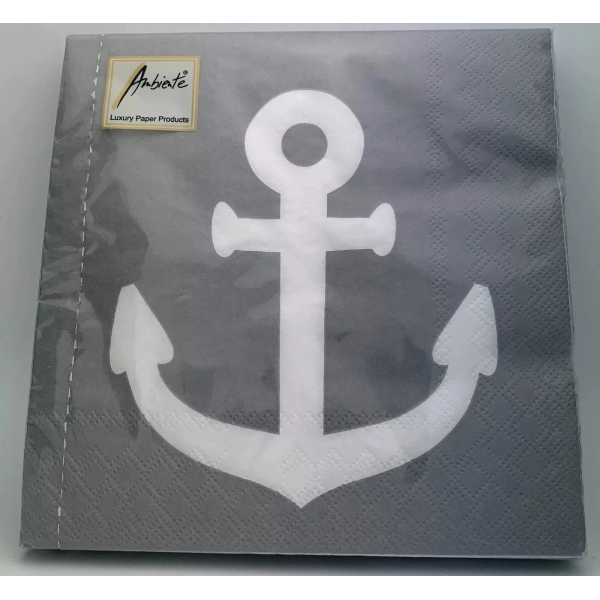 Servietten Lunch 33 x 33 cm 3-lagig 20 Servietten Navy Grey Anker maritim
