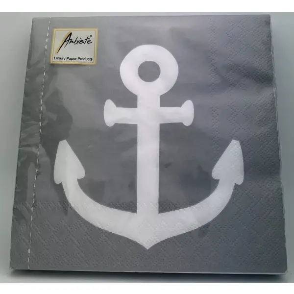 Servietten Lunch 33 x 33 cm 3-lagig 20 Servietten Navy Grey Anker maritim
