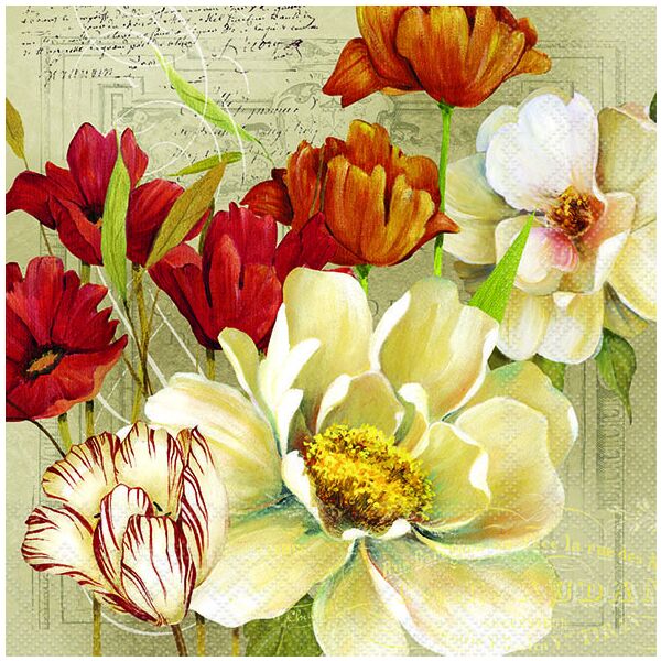 Servietten Lunch Coralie Blumen 33x33cm 20 Servietten