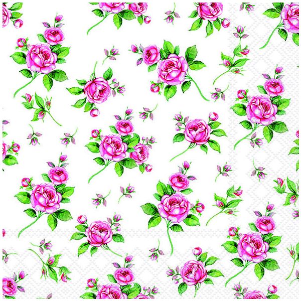 A Servietten Lunch Napkin Lunch Format: 33 x 33 cm 3-lagig 20 Servietten Evelyn White Blumen