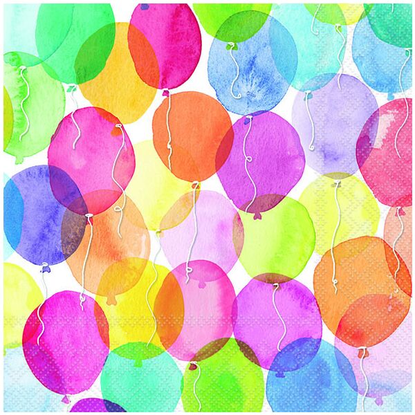 Servietten Lunch Napkin Lunch Format: 33 x 33 cm 3-lagig 20 Servietten Aquarell Balloons bunte Luftballons