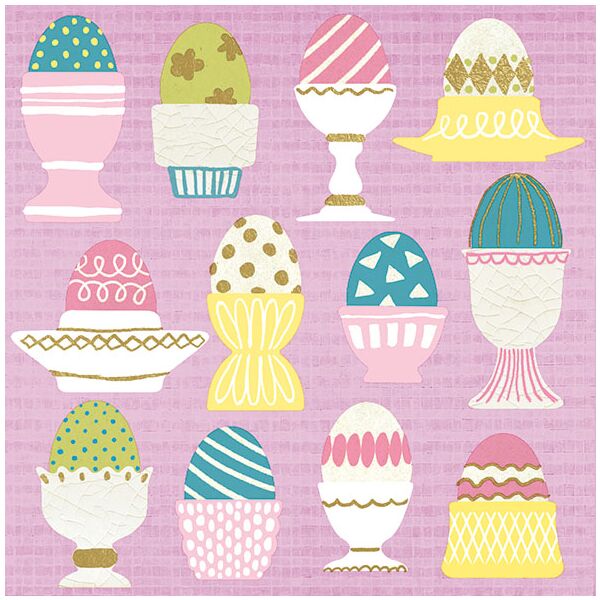 Servietten Lunch Eggs In Cups Rose bunte Eier im Eierbecher rosa