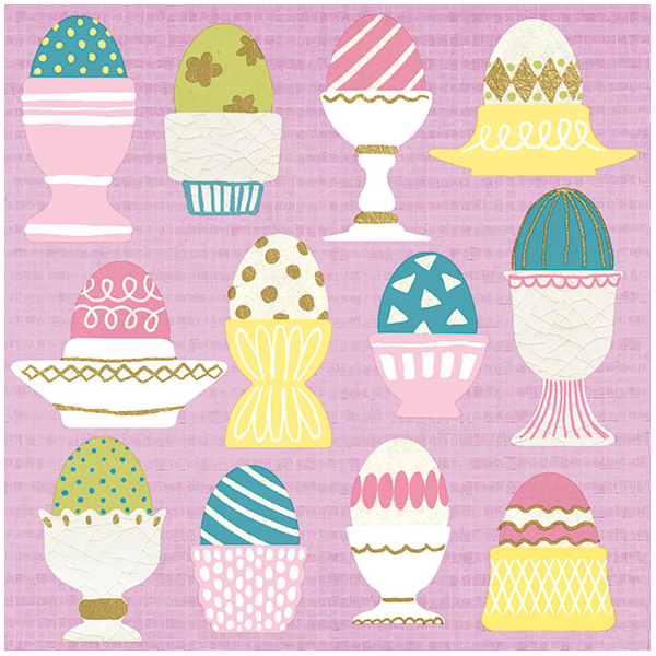 Servietten Lunch Eggs In Cups Rose bunte Eier im Eierbecher rosa