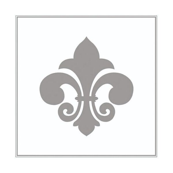 Servietten Lunch Lilie Silber auf weiß Muster French Lily Silver
