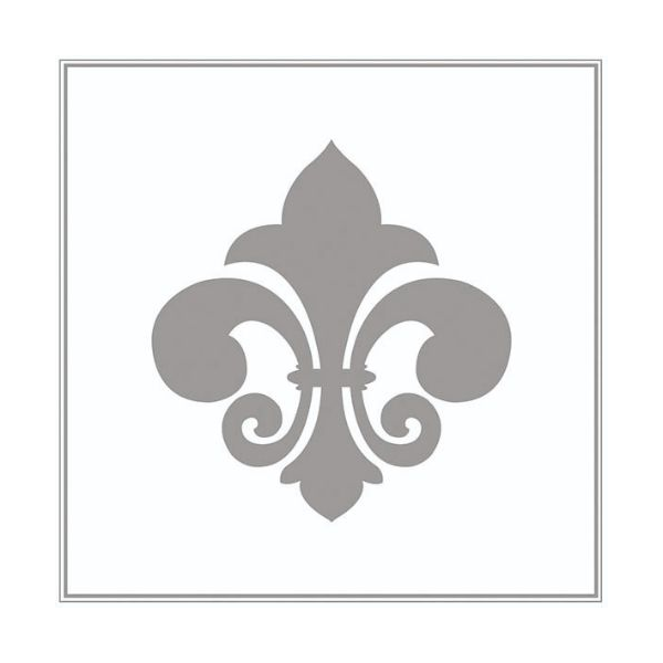 Servietten Lunch Lilie Silber auf weiß Muster French Lily Silver
