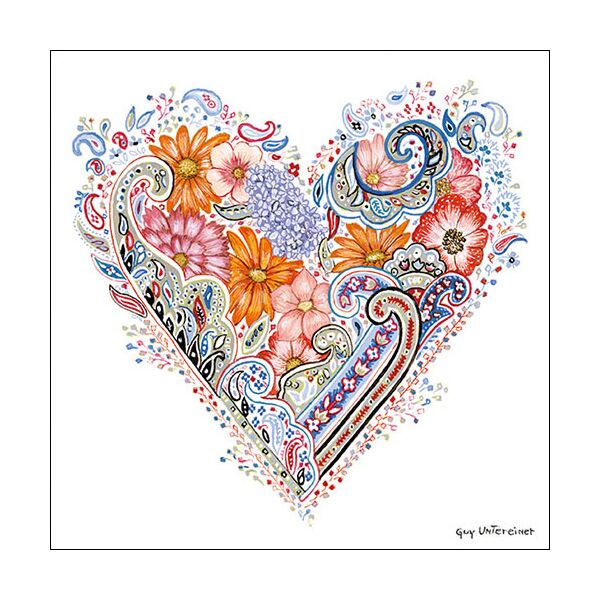 Servietten Lunch Spring Heart Frühlingsherz bunte Blumen