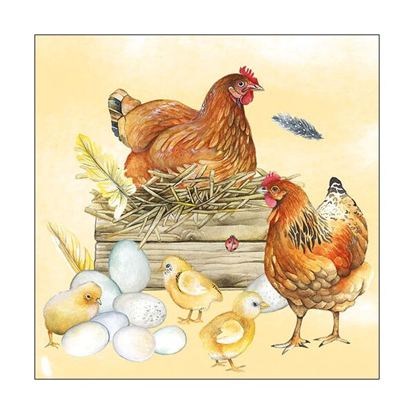 Servietten Lunch 33 x 33 cm 20 Servietten Breeding Chicken brütende Hühner