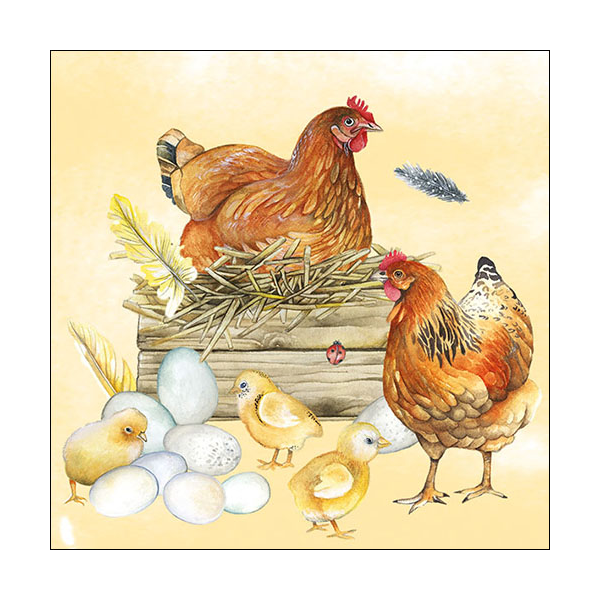 Servietten Lunch 33 x 33 cm 20 Servietten Breeding Chicken brütende Hühner